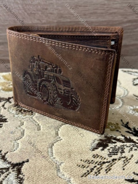Peněženka kožená traktor pánská KUTTI KUT259786/DR ONE SIZE hnědá
