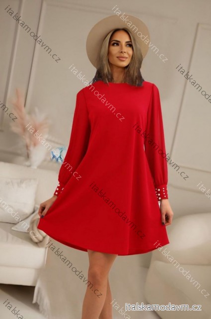 Šaty krátke elegantné teplé dlhý rukáv dámske nadrozmer (46/48/50 ONE SIZE) TALIANSKA MÓDA IMD25322