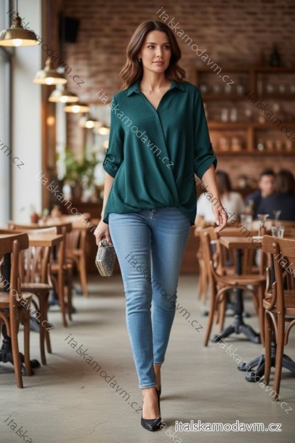 Halenka elegantní 3/4 dlouhý rukáv dámská (S/M/L ONE SIZE) ITALSKÁ MÓDA IMD25333