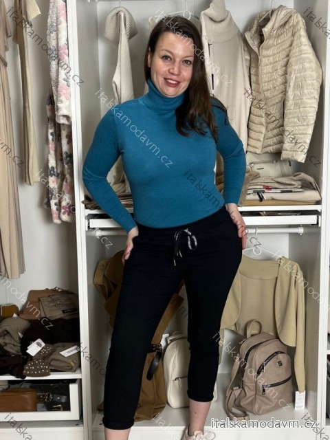 Kalhoty dlouhé strečové dámské (S/M/L ONE SIZE) ITALSKÁ MÓDA IMD23311/DU S/M/L Černá