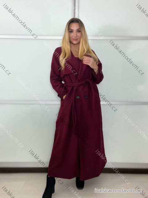 Kabát s páskem dlhý rukáv dámske (S/M/L ONE SIZE) TALIANSKA MÓDA IMPVN25251008/DU