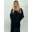 Kabát podzimní oversize na knoflíky dlouhý rukáv dámský (S/M/L ONE SIZE) ITALSKÁ MÓDA IMWCL252811/DU S/M/L Černá