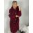 Kabát beránkový oversize na knoflíky dlouhý rukáv dámský (M/L/XL ONE SIZE) INDICKÁ MÓDA IMWK251111/DUR M/L/XL vínová