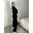 Souprava oversize úpletová kalhoty a svetr s kapucí dlouhý rukáv dámská (S/M/L ONE SIZE) ITALSKÁ MÓDA IMWGB25LO-1160AB/DUR S/M/L Černá