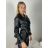 Bunda koženková dlhý rukáv dámska (S/M/L ONE SIZE) TALIANSKA MÓDA IMPLU254475/DUR S/M/L čierna
