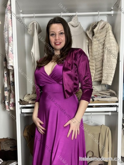 Bolerko saténové dlouhý rukáv dámské CELESTE (S/M/L ONE SIZE) ITALSKá MóDA IM3250003/DUR fuchsiová S/M/L