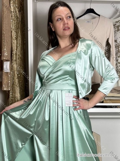 Bolerko saténové dlouhý rukáv dámské CELESTE (S/M/L ONE SIZE) ITALSKá MóDA IM3250003/DUR zelená lipová S/M/L