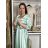 Bolerko saténové dlouhý rukáv dámské CELESTE (S/M/L ONE SIZE) ITALSKá MóDA IM3250003/DUR zelená lipová S/M/L
