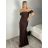 Šaty dlouhé společenské carmen dámské (S/M ONE SIZE) ITALSKÁ MÓDA IMPHD2576077/DR S/M hnědá