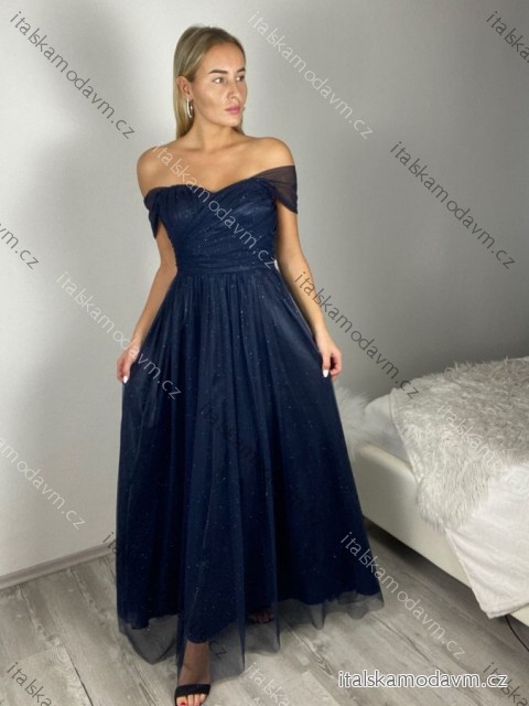 Šaty společenské dlouhé tylové carmen na ramínka dámské (S/M/L ONE SIZE) ITALSKÁ MÓDA IMC24429