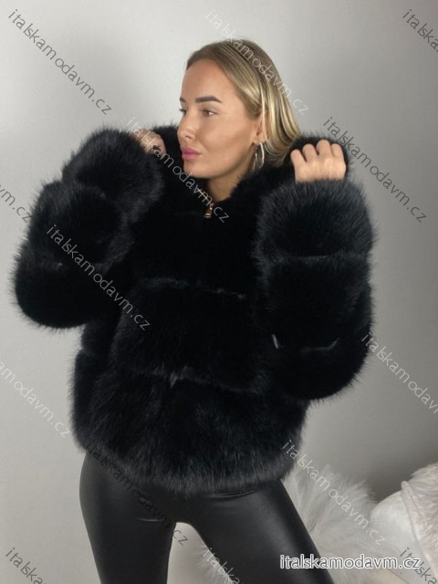 Kabátik kožuch chlpatý zimný dlhý rukáv dámsky (S/M/L ONE SIZE) TALIANSKA MÓDA  IMPHD258824/DR