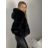 Kabátek kožich chlupatý zimní dlouhý rukáv dámský (S/M/L ONE SIZE) ITALSKÁ MÓDA  IMPHD258824/DR S/M/L Černá