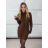 Šaty úpletové s rolákom dlhý rukáv dámske (S/M/L ONE SIZE) TALIANSKA MÓDA IMPBB23Z5186/DU S/M/L hnedá