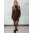 Šaty úpletové s rolákom dlhý rukáv dámske (S/M/L ONE SIZE) TALIANSKA MÓDA IMPBB23Z5186/DU S/M/L hnedá