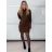 Šaty úpletové s rolákom dlhý rukáv dámske (S/M/L ONE SIZE) TALIANSKA MÓDA IMPBB23Z5186/DU S/M/L hnedá