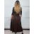 Šaty dlhý rukáv dámske MAGGIE  (XS/S/M ONE SIZE) TALIANSKA MÓDA IMM25M12918A/DUR tmavo hnedá XS/S/M