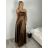 Šaty dlouhé společenské dámské (S/M ONE SIZE) ITALSKÁ MÓDA IMPHD2524106/DR S/M hnědá