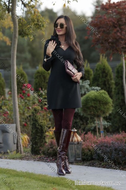 Šaty krátke elegantný dlhý rukáv dámske nadrozmer (34-46) POLSKÁ MÓDA PMLEL25EMMA