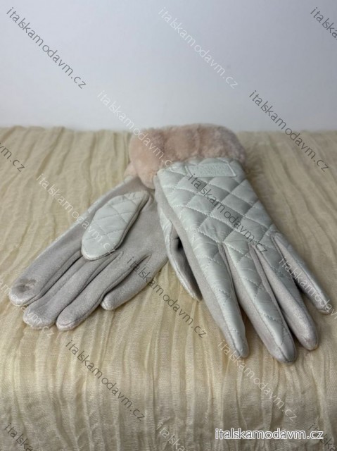 Rukavice zimní šusťákové s kožíškem dámské (ONE SIZE) QGJ TREND LIS25ST-544/DUR ONE SIZE béžová