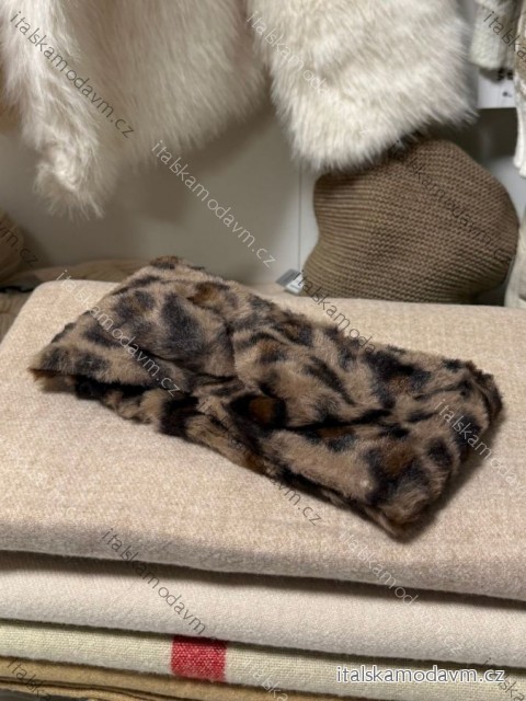 Čelenka zimná leopard dámska (ONE SIZE) BEST EMILIE  LIS25BD-355/DR ONE SIZE hnědá leopard