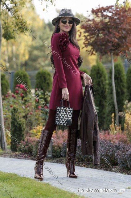 Šaty krátké elegantní dlouhý rukáv dámské nadrozměr (34-46) POLSKÁ MÓDA PMLEL25EMMA4