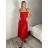 Šaty dlhé košeľové letné na ramienka dámske (S/M/L ONE SIZE) TALIANSKA MÓDA IMPBB25B25107/DU S/M/L červená