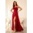 Šaty dlouhé společenské na ramínka dámské (32-42) POLSKÁ MÓDA PMLEL25ROCHEL1 červená 36