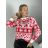 Sveter vánoční úpletový dlhý rukáv dámsky (S/M/L ONE SIZE) TALIANSKA MÓDA IMWH25002/DUR červená S/M/L