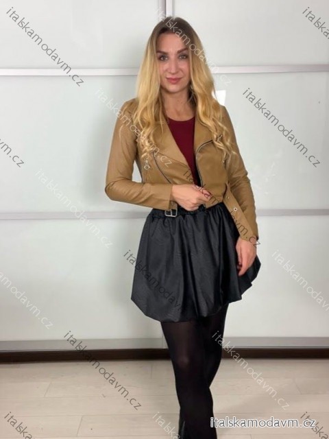 Bunda krátká koženková dlouhý rukáv dámská (S-L ) ITALSKÁ MÓDA IMPLI255761