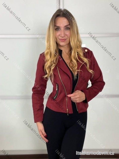 Bunda ekokoženková dlhý rukáv dámska (S/M ONE SIZE) TALIANSKA MÓDA IMD23709