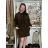Šaty krátké oversize mikinové dlouhý rukáv dámské (S/M/L ONE SIZE) ITALSKÁ MÓDA IMD25222/DU S/M/L hnědá