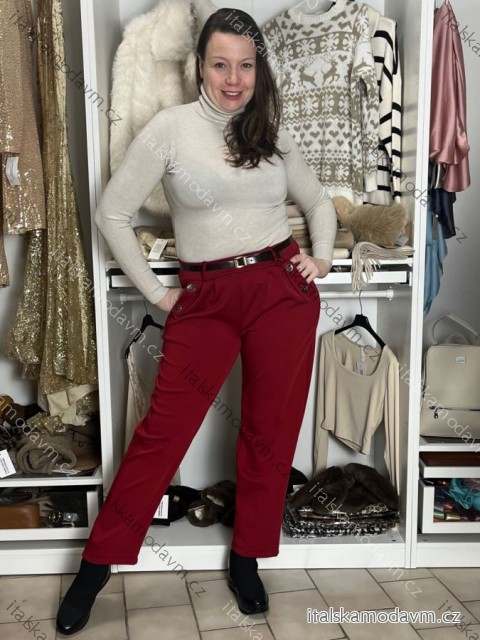 Nohavice voľnočasové s opaskom dámske (S/M/L ONE SIZE) TALIANSKA MÓDA IM425823