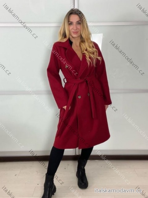 Kabát flaušový teplý s podšivkou dlouhý rukáv dámský (M/L/XL ONE SIZE) ITALSKÁ MÓDA IMD25294/DU M/L/XL vínová