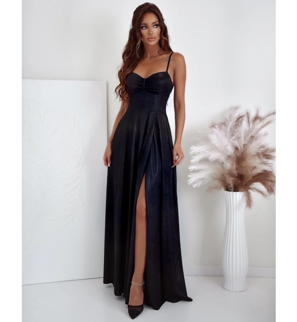 Šaty dlouhé společenské na ramínka dámské GORSET (34-38) POLSKÁ MÓDA PMLAM25001113-1