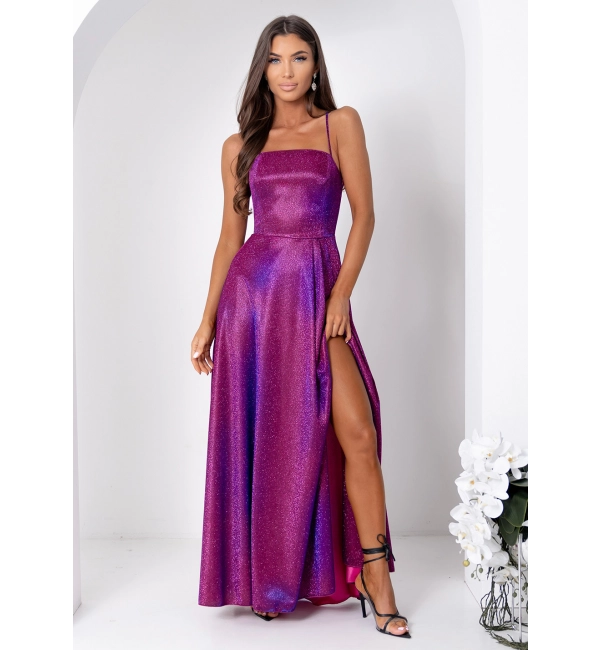 Šaty dlouhé společenské třpytivé na ramínka dámské AURELIA (32-38) POLSKÁ MÓDA PMLAM25011275-2