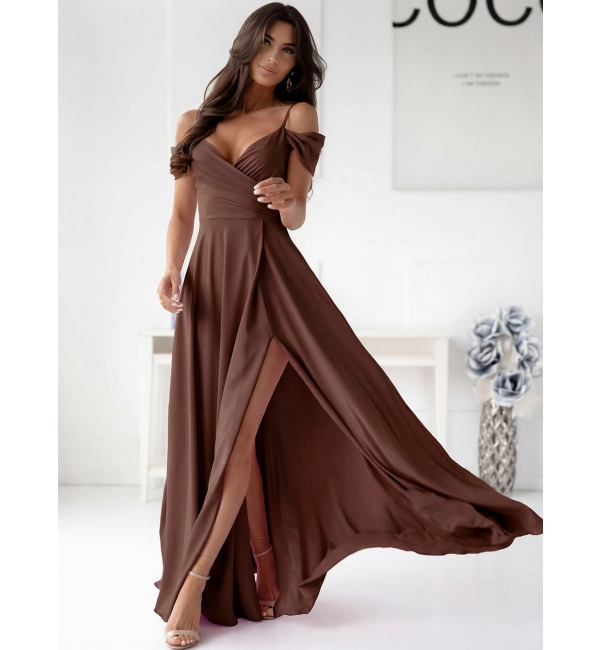 Šaty dlouhé společenské na ramínka dámské nadrozměr WALENTINA (34-50) POLSKÁ MÓDA PMLAM250011171