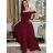Šaty dlouhé společenské na ramínka dámské (34-48) POLSKÁ MÓDA PMLBC24320-10/DUR 44 vínová třešňová