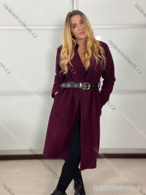 Kabát s páskem dlouhý rukáv dámský (S/M/L ONE SIZE) ITALSKÁ MÓDA IMWCN256375/DU