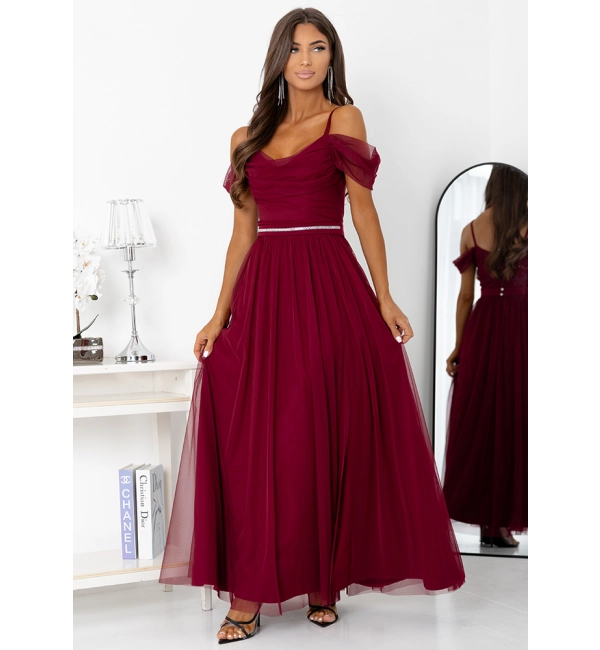 Šaty dlouhé společenské na ramínka dámské KIARA (32-38) POLSKÁ MÓDA PMLAM250011281-1