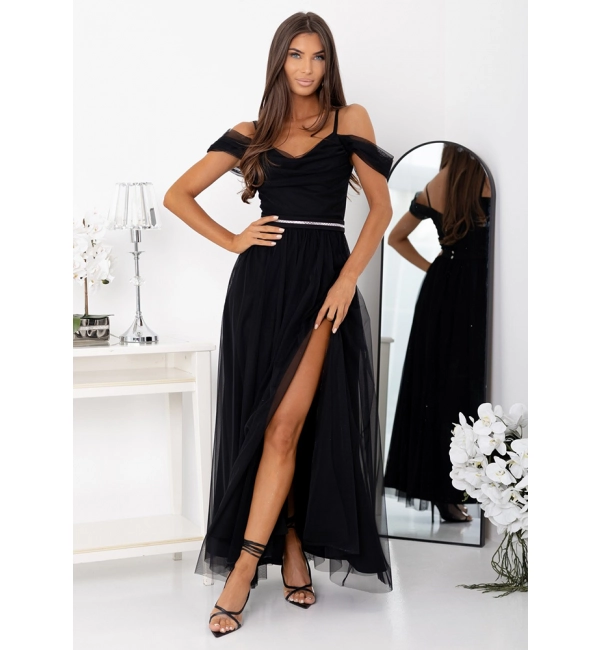 Šaty dlhé spoločenské na ramienka dámske KIARA (32-38) POLSKÁ MÓDA PMLAM250011281-2