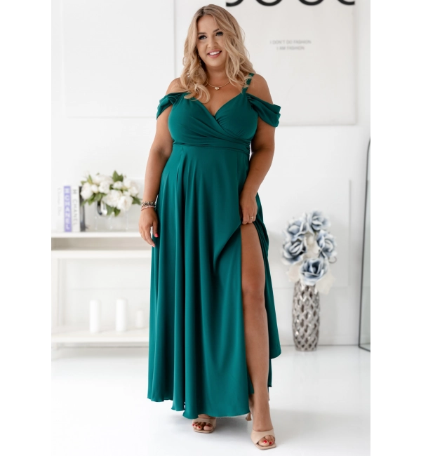 Šaty dlouhé společenské na ramínka dámské nadrozměr WALENTINA (34-48) POLSKÁ MÓDA PMLAM250011171-2