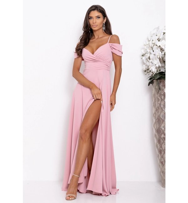 Šaty dlhé spoločenské na ramienka dámske nadrozmer WALENTINA (34-48) POLSKÁ MÓDA PMLAM250011171-8