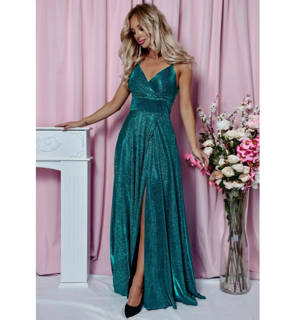 Šaty dlhé spoločenské trblietavé na ramienka dámske TIFANI (34-40) POLSKÁ MÓDA PMLAM2511002-2