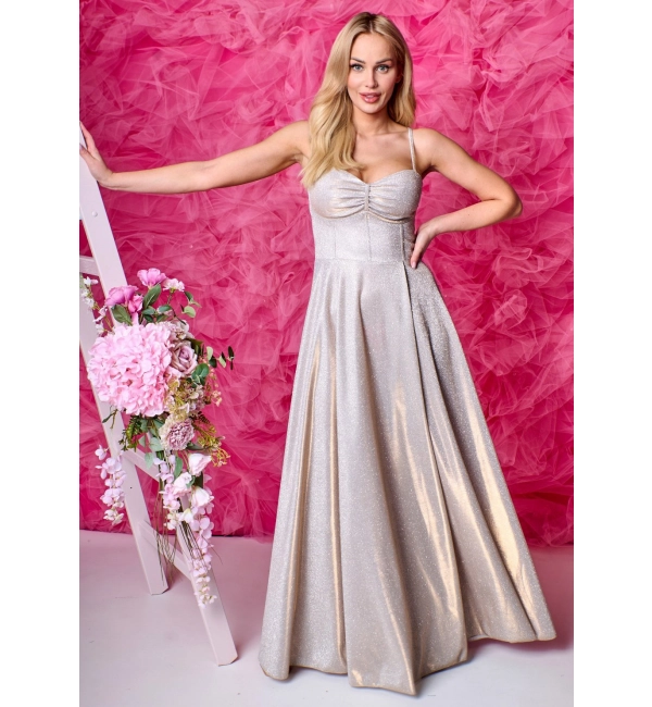 Šaty dlouhé společenské na ramínka dámské GORSET (34-38) POLSKÁ MÓDA PMLAM25001113-2