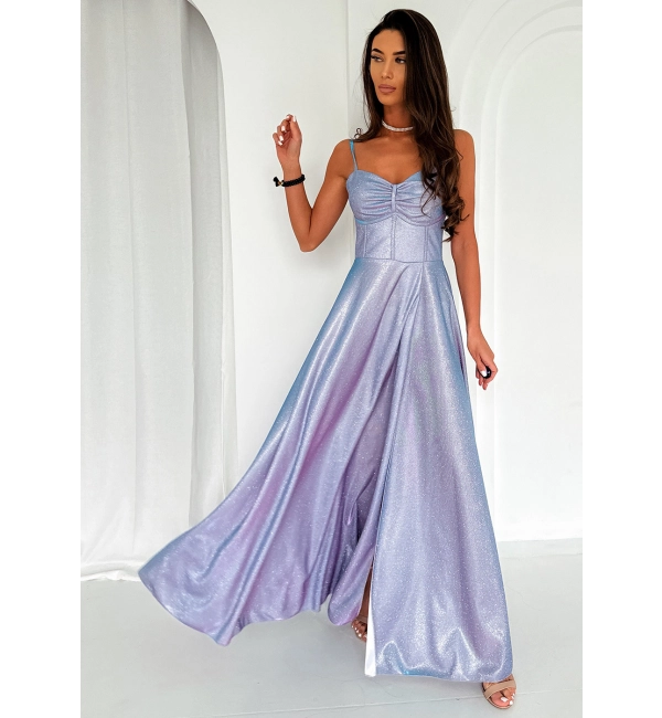 Šaty dlhé spoločenské trblietavé na ramienka dámske GORSET (34-38) POLSKÁ MÓDA PMLAM25001113-5