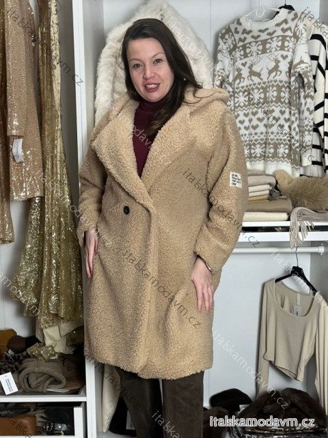 Kabát baránkový teddy oversize na gombíky dlhý rukáv dámsky (M/L/XL ONE SIZE) INDICKÁ MÓDA IMWHA251112/DU