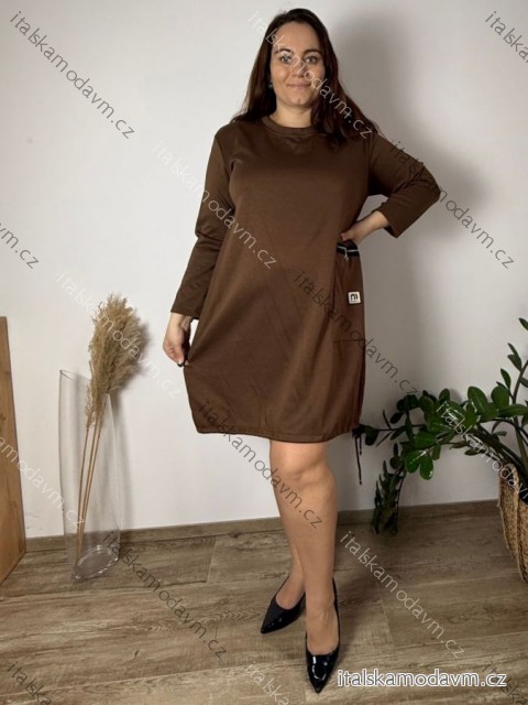 Šaty teplé dlhý rukáv dámske nadrozmer (50/52/54 ONE SIZE) TALIANSKA MÓDA IM425659/DR