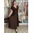 Šaty dlhé elegantný krátky rukáv dámske ANAPOLYS  (M/L/XL ONE SIZE) TALIANSKA MÓDA IM425893/DUR hnedá M/L/XL