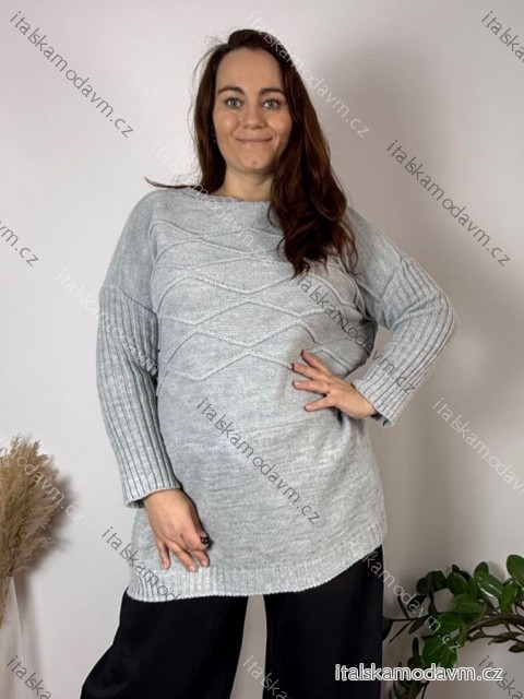 Sveter prodloužený dlhý rukáv dámsky nadrozmer RAMANNA (54/56/58 ONE SIZE) TALIANSKA MÓDA IMD25172