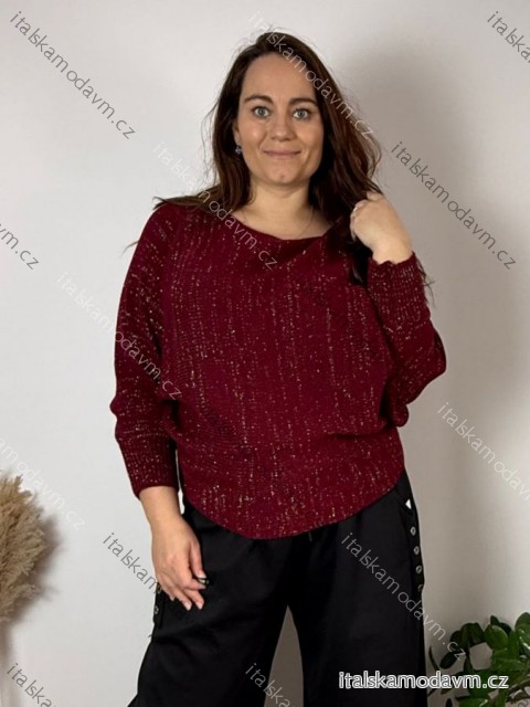 Svetr dlhý rukáv dámska nadrozmer OLIVIE(54/56/58 ONE SIZE) TALIANSKA MÓDA IM4261112/DU 54/56/58 vínová